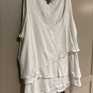 White Sleeveless V-Neck Asymmetrical Blouse